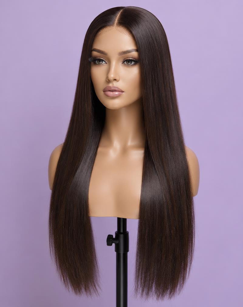 Long straight middle-part install